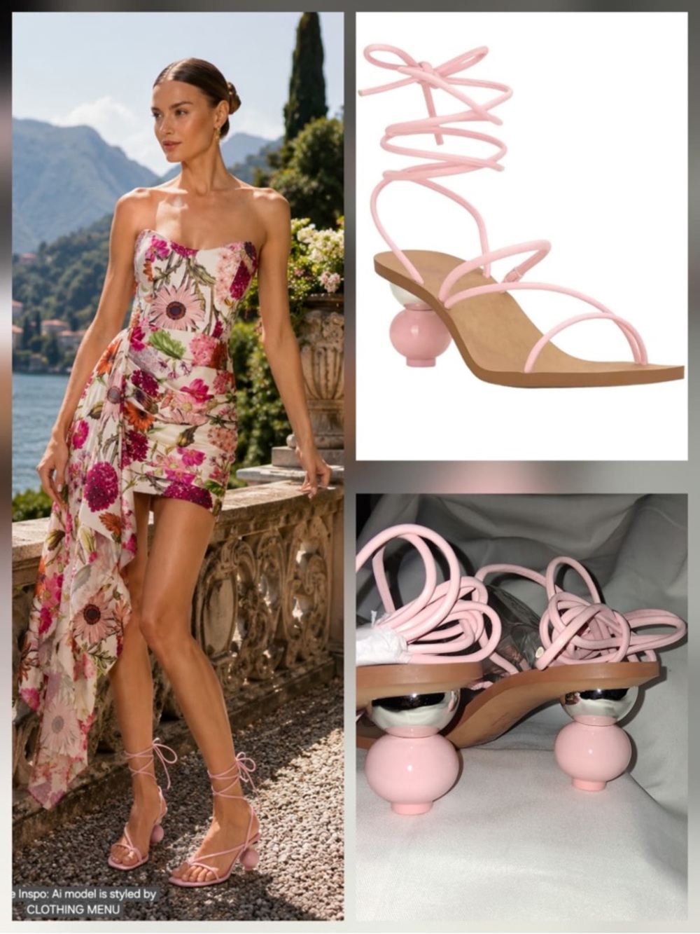 INC Women's Pink Lace Up Sandals Chedel Ball Heel Shoes Size: 9
